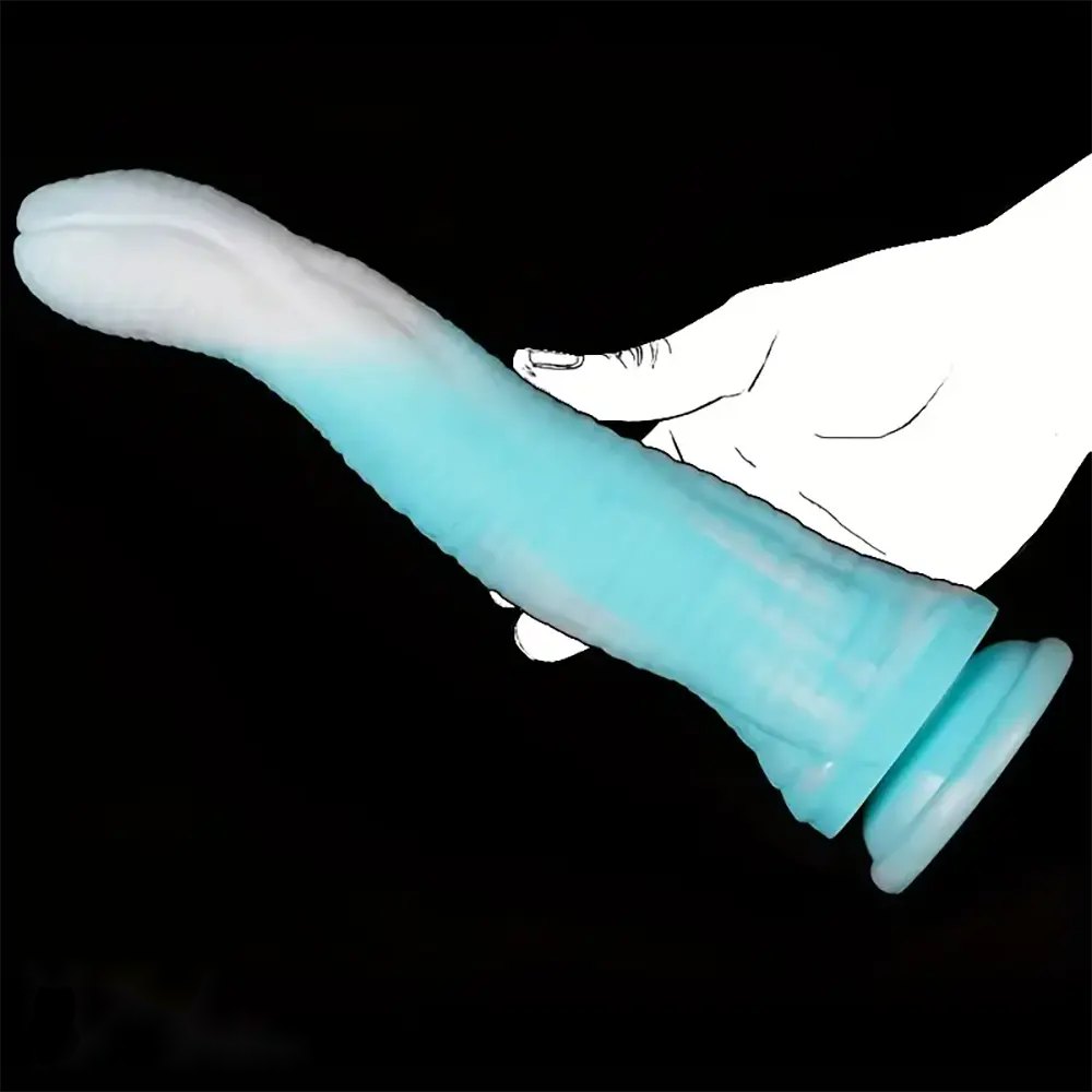 Ribbed segmented fantasy silicone dildo, photo 1