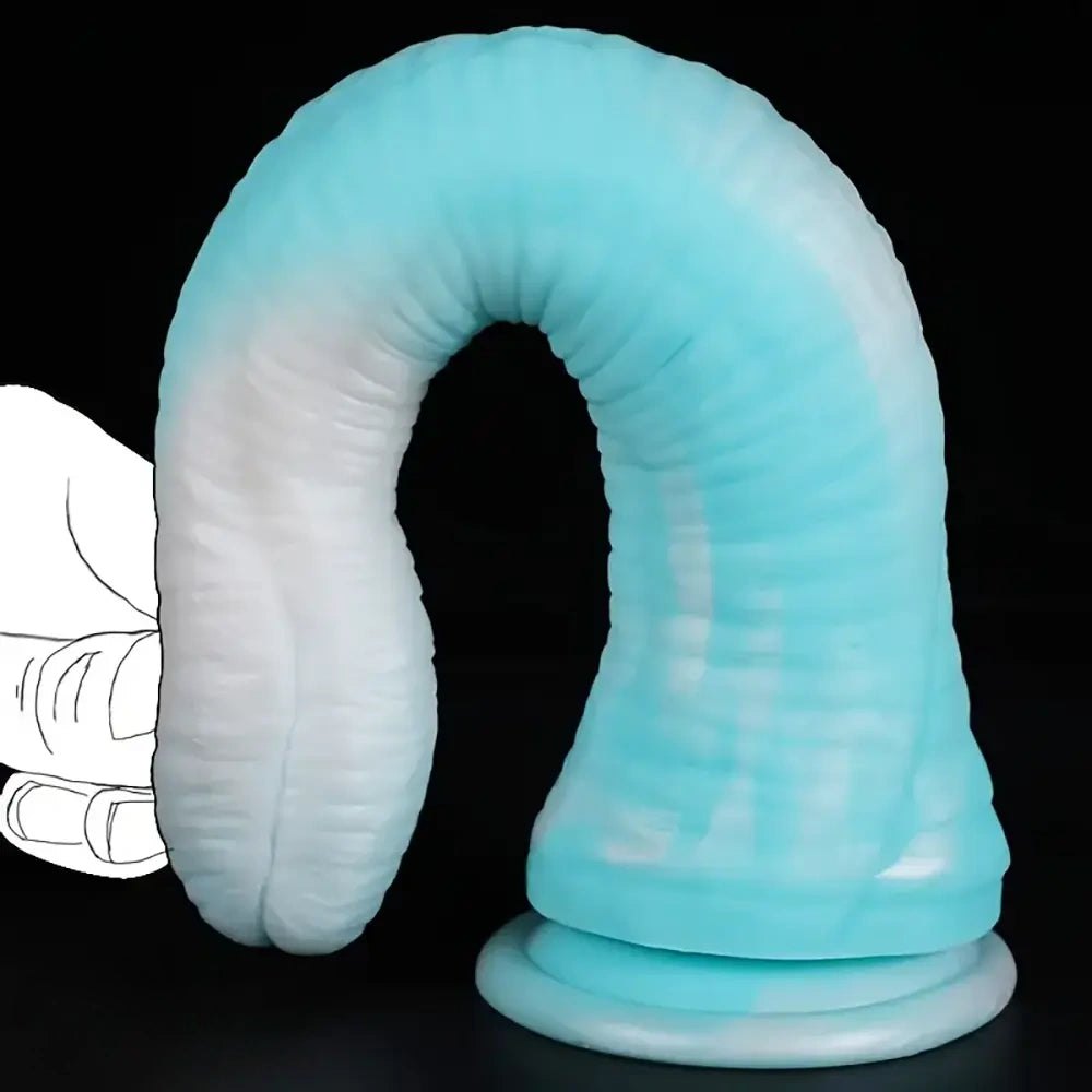 Ribbed segmented fantasy silicone dildo, photo 3