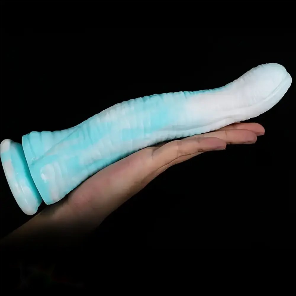 Ribbed segmented fantasy silicone dildo, photo 5