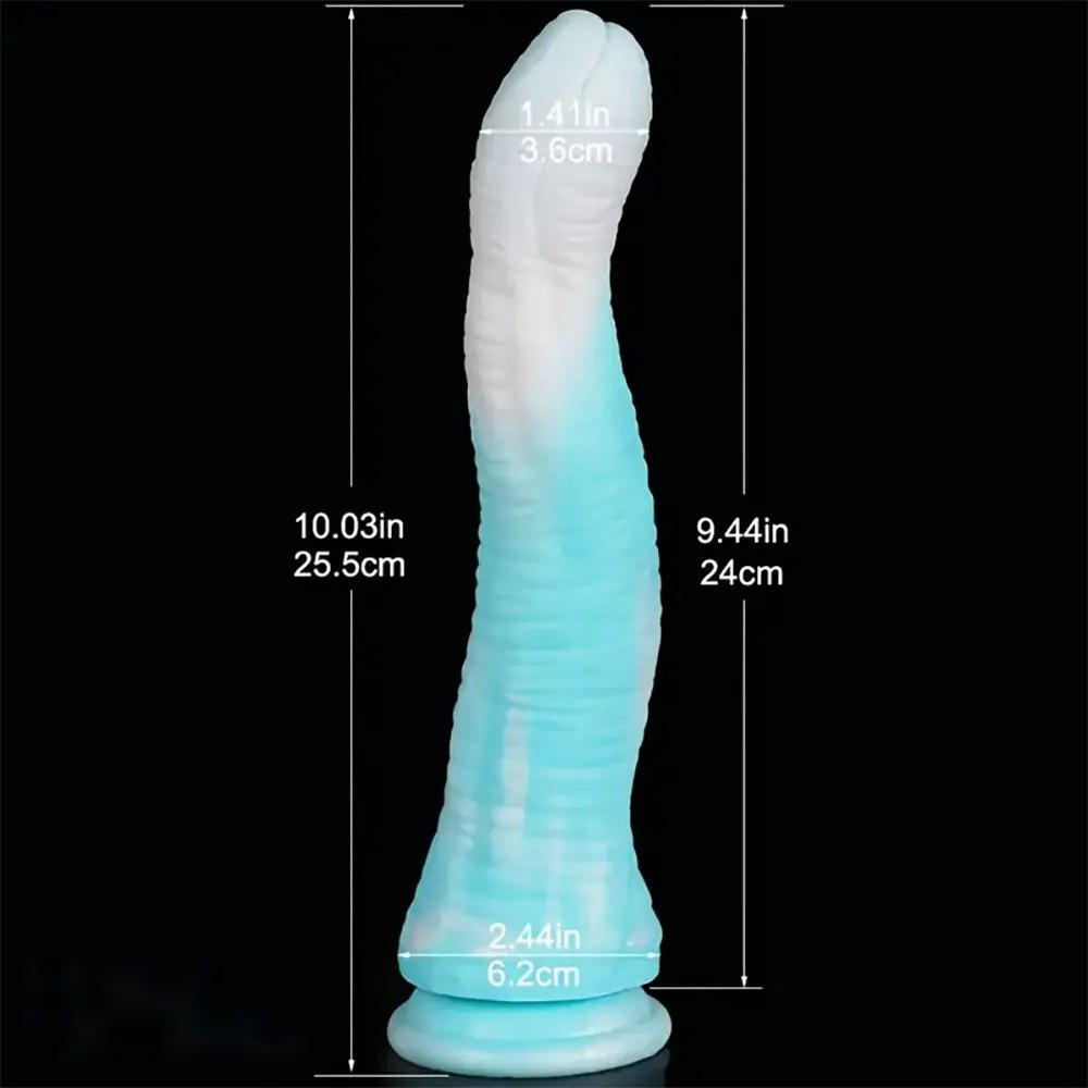 Ribbed segmented fantasy silicone dildo, photo 9