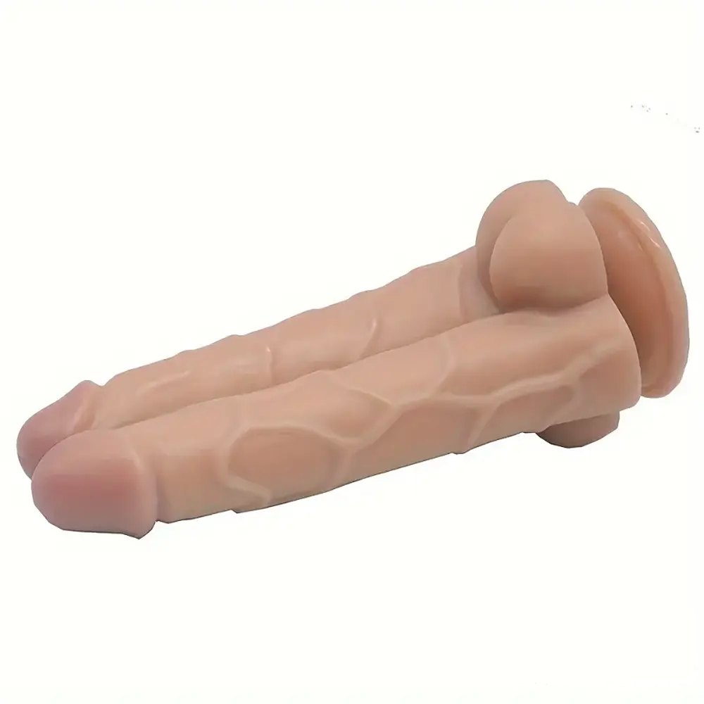 Thick ribbed realistic dildo with rounded head, photo 11