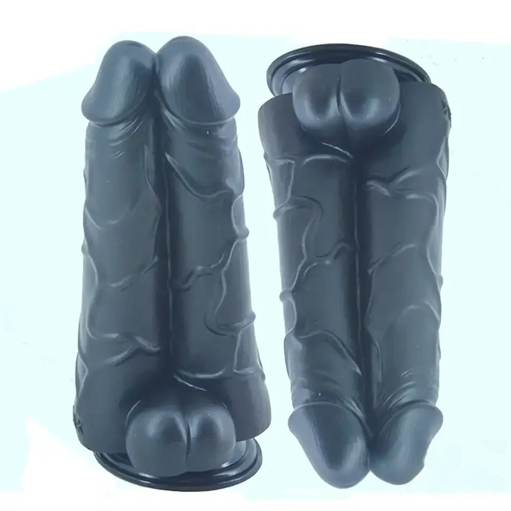 Thick ribbed realistic dildo with rounded head, photo 7