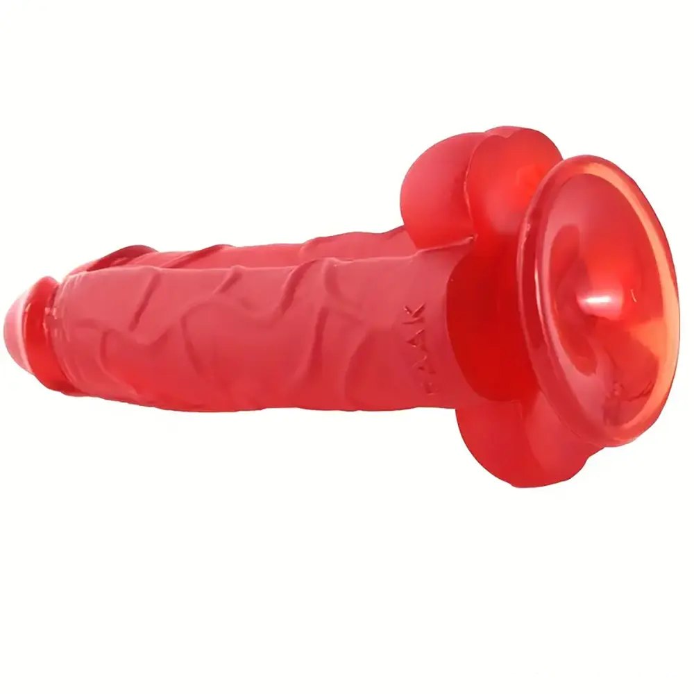 Thick ribbed realistic dildo with rounded head, photo 8