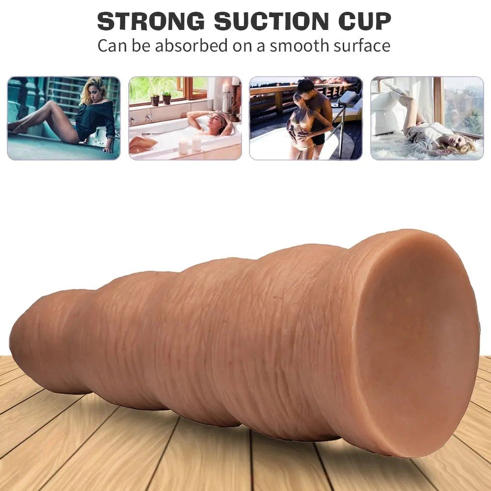 Flesh tone ribbed realistic pvc dildo, photo 7