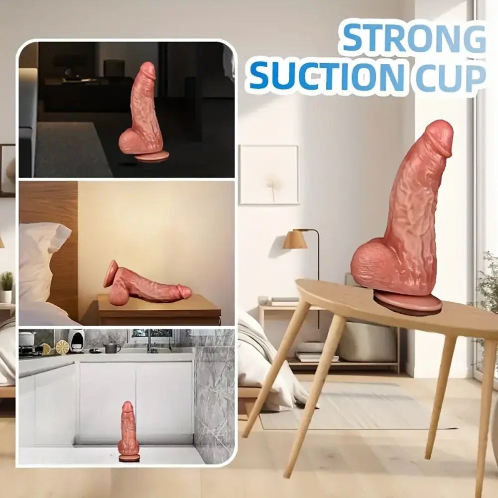 Brown thick silicone realistic dildo, photo 3