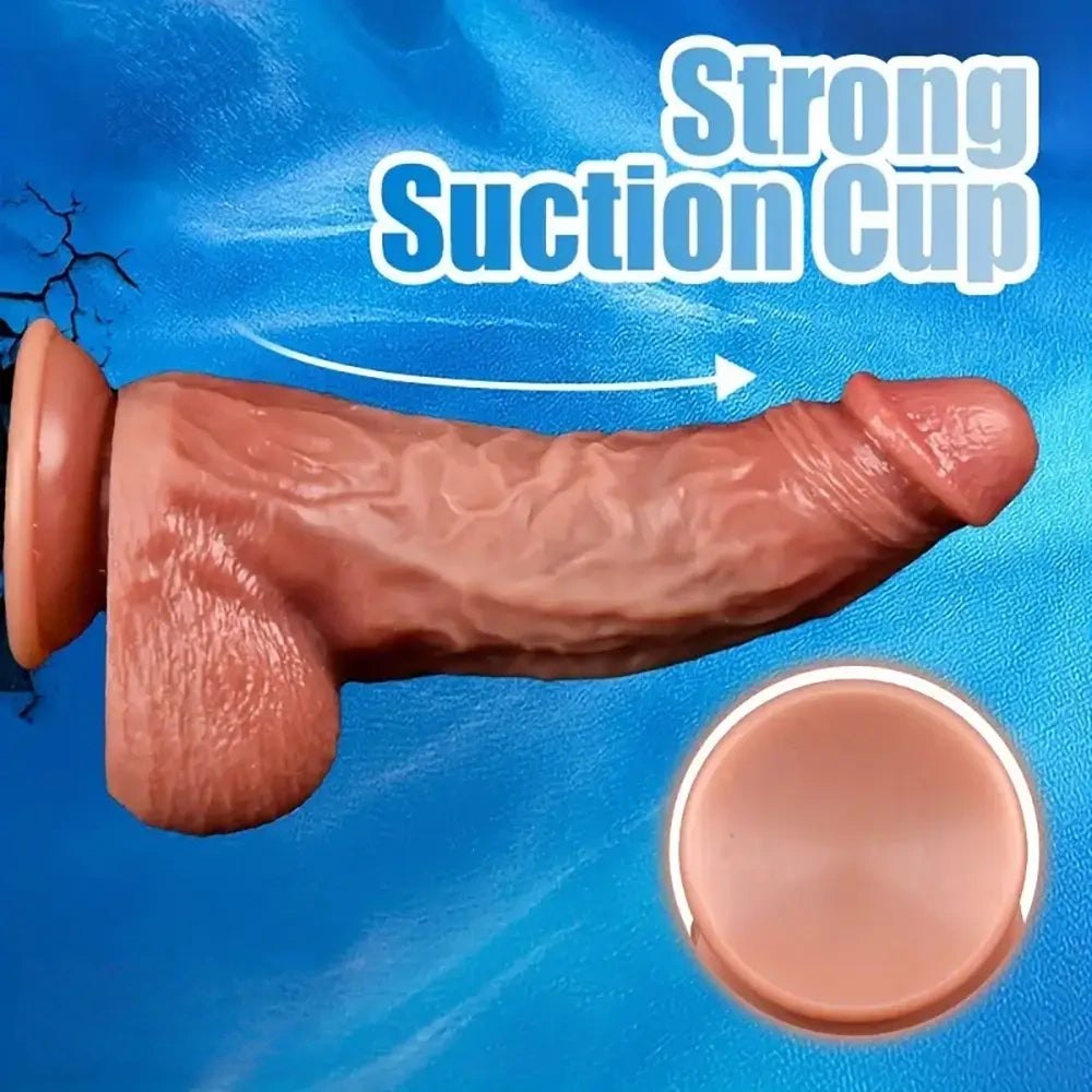 Brown thick silicone realistic dildo, photo 4