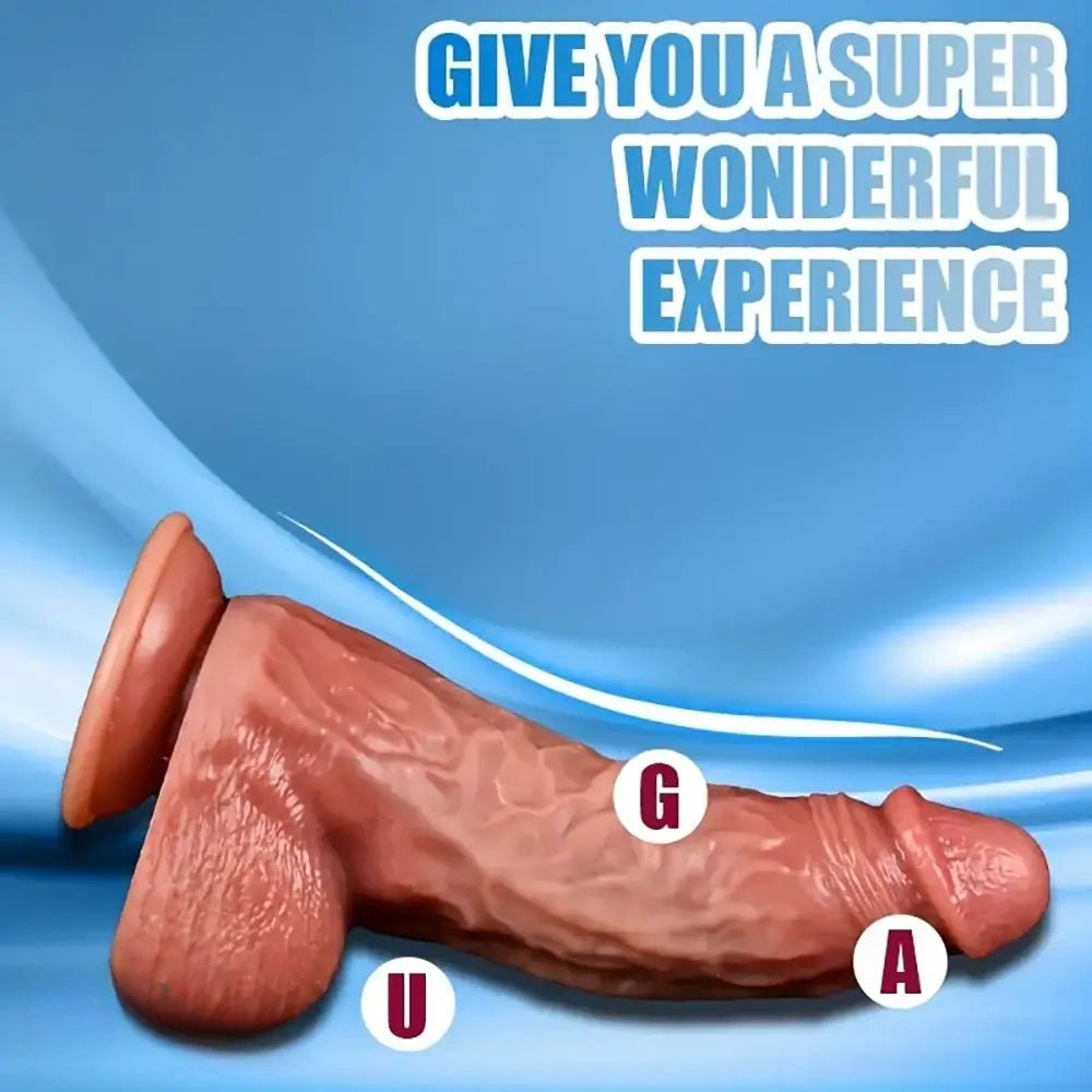 Brown thick silicone realistic dildo, photo 5