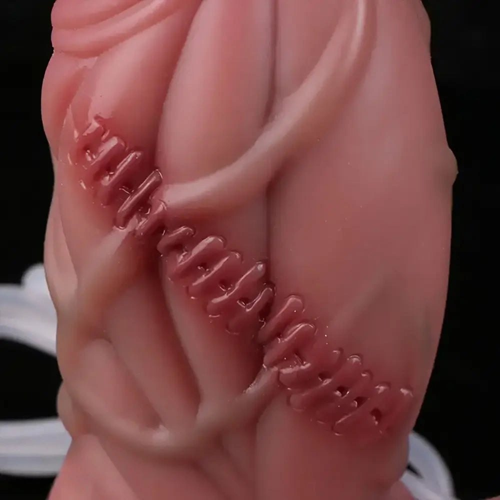 Silicone realistic dildo with stitched texture and suction cup base, photo 10