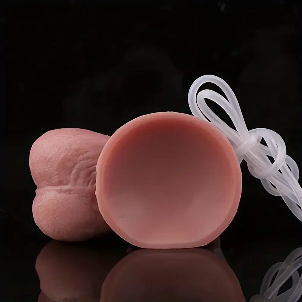 Silicone realistic dildo with stitched texture and suction cup base, photo 12