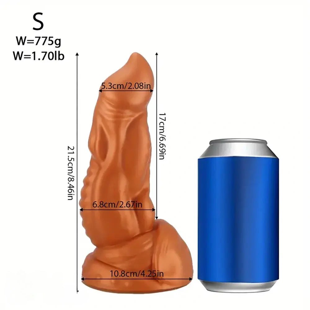 Gold thick tapered silicone dildo, photo 10