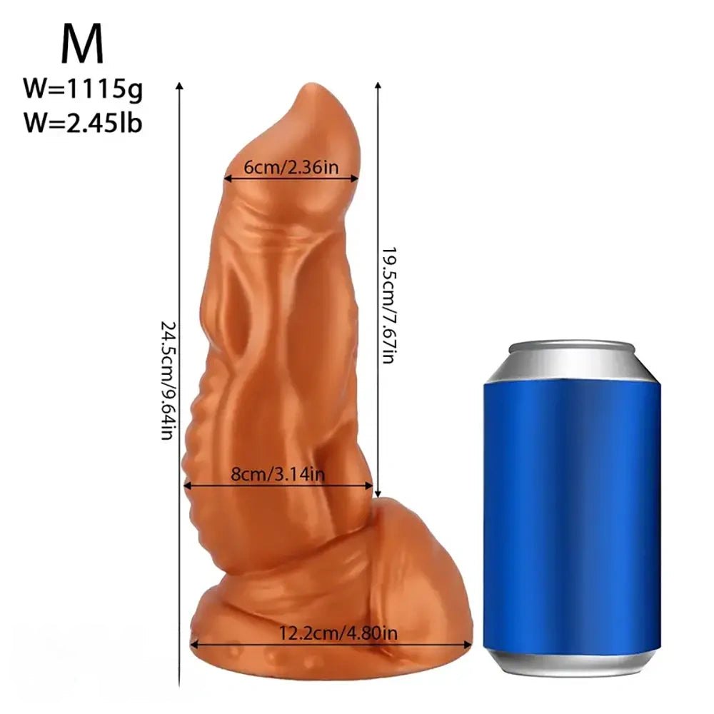 Gold thick tapered silicone dildo, photo 13