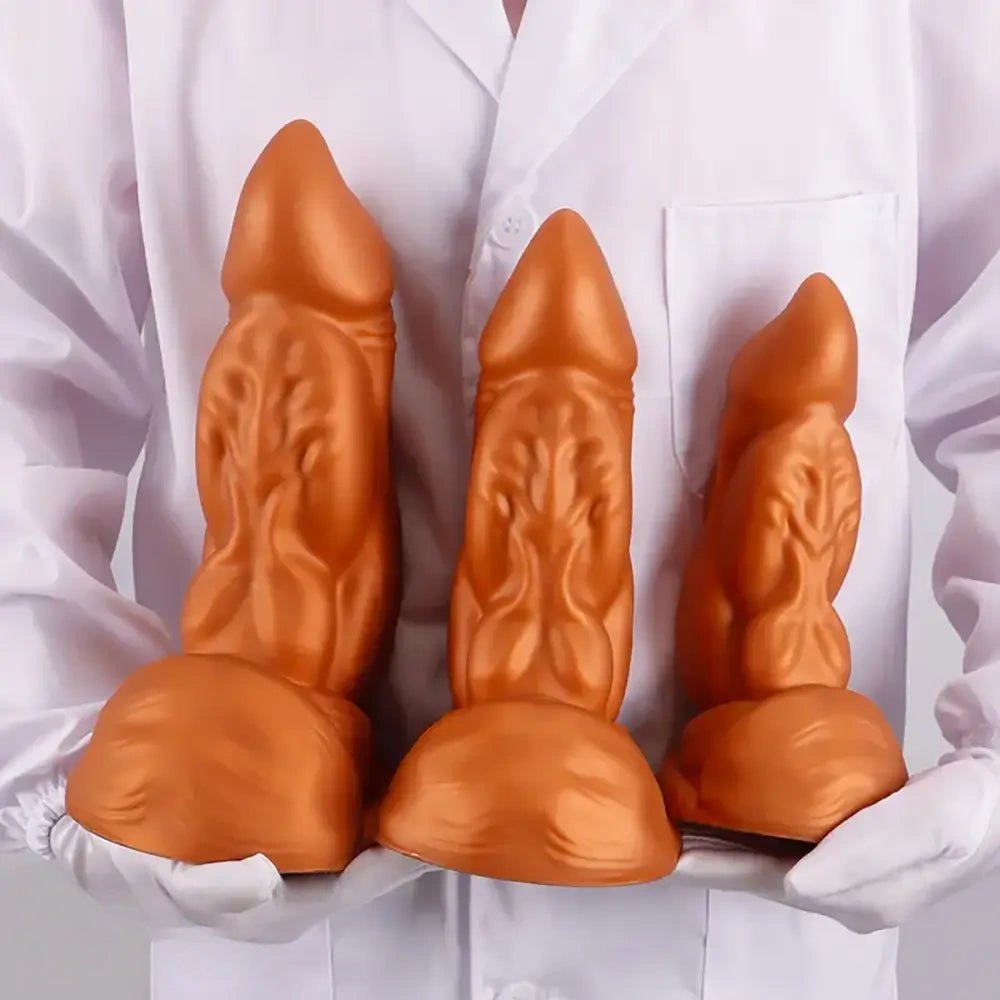Gold thick tapered silicone dildo, photo 2