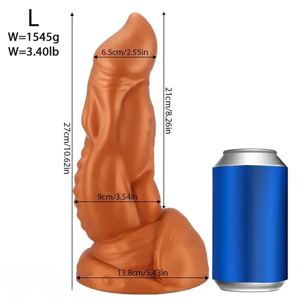 Gold thick tapered silicone dildo, photo 3