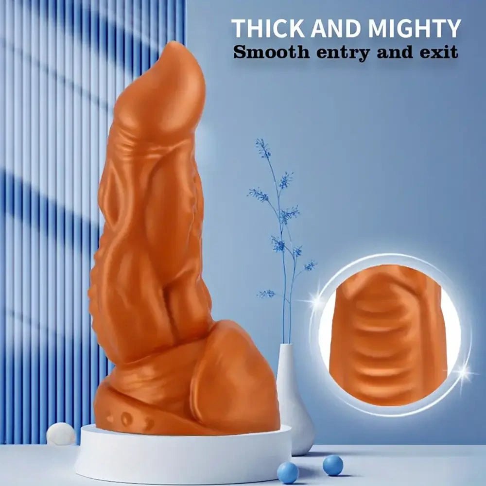Gold thick tapered silicone dildo, photo 4