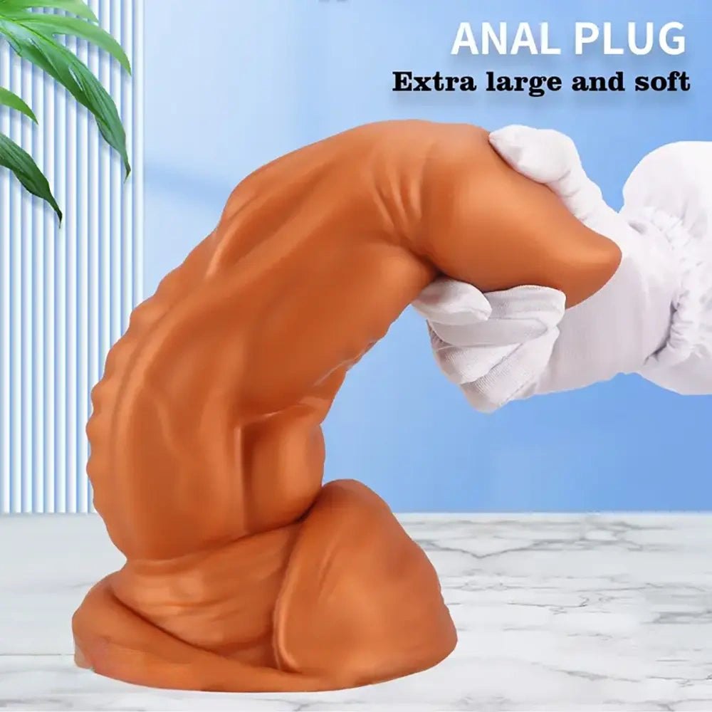 Gold thick tapered silicone dildo, photo 7
