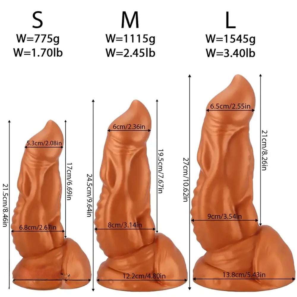 Gold thick tapered silicone dildo, photo 9