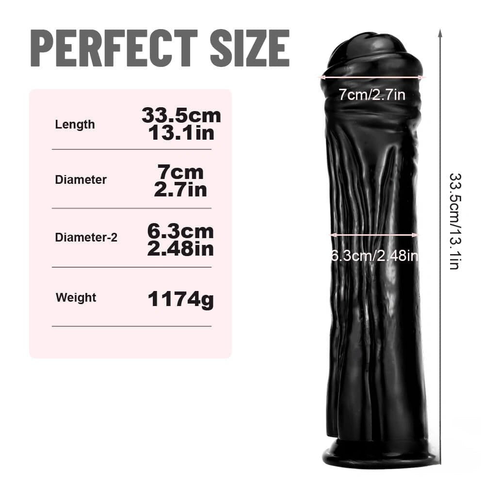 Black thick veined realistic pvc dildo