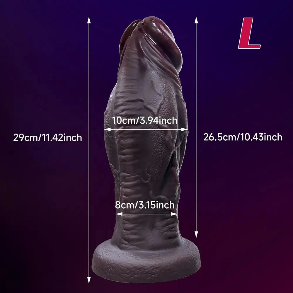 Coffee thick veined silicone dildo with suction cup base