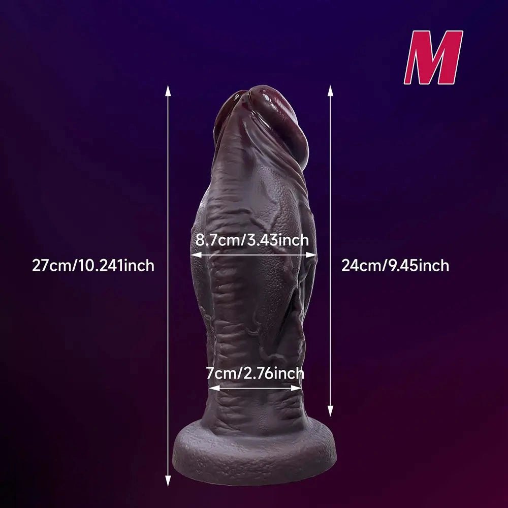 Coffee thick veined silicone dildo with suction cup base