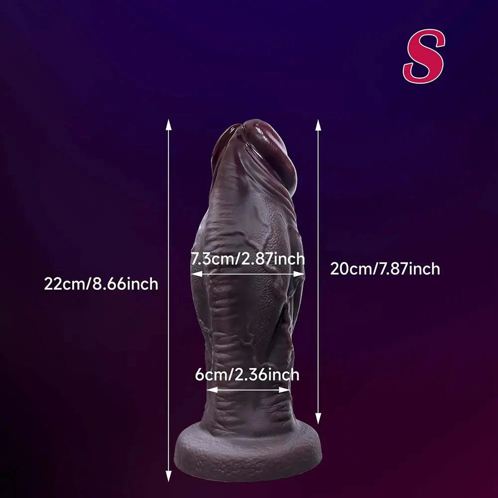 Coffee thick veined silicone dildo with suction cup base