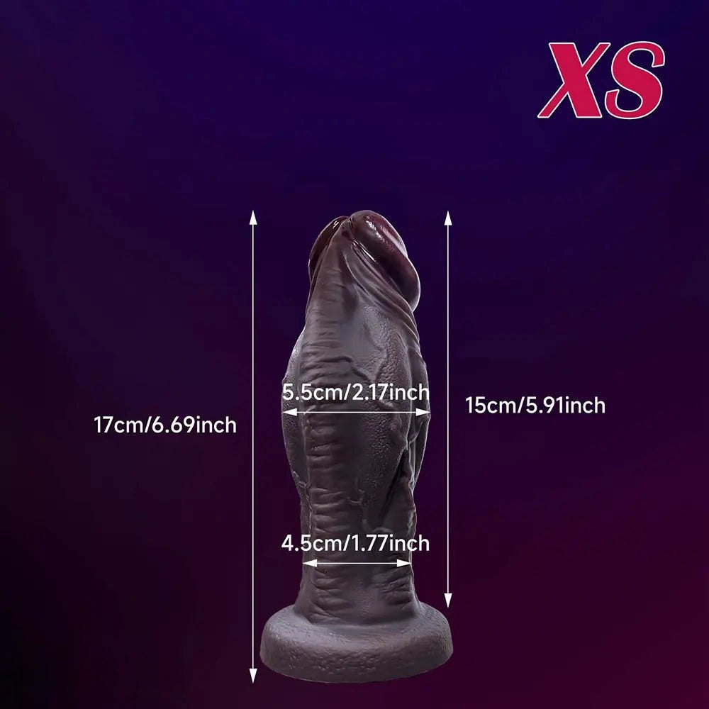 Coffee thick veined silicone dildo with suction cup base