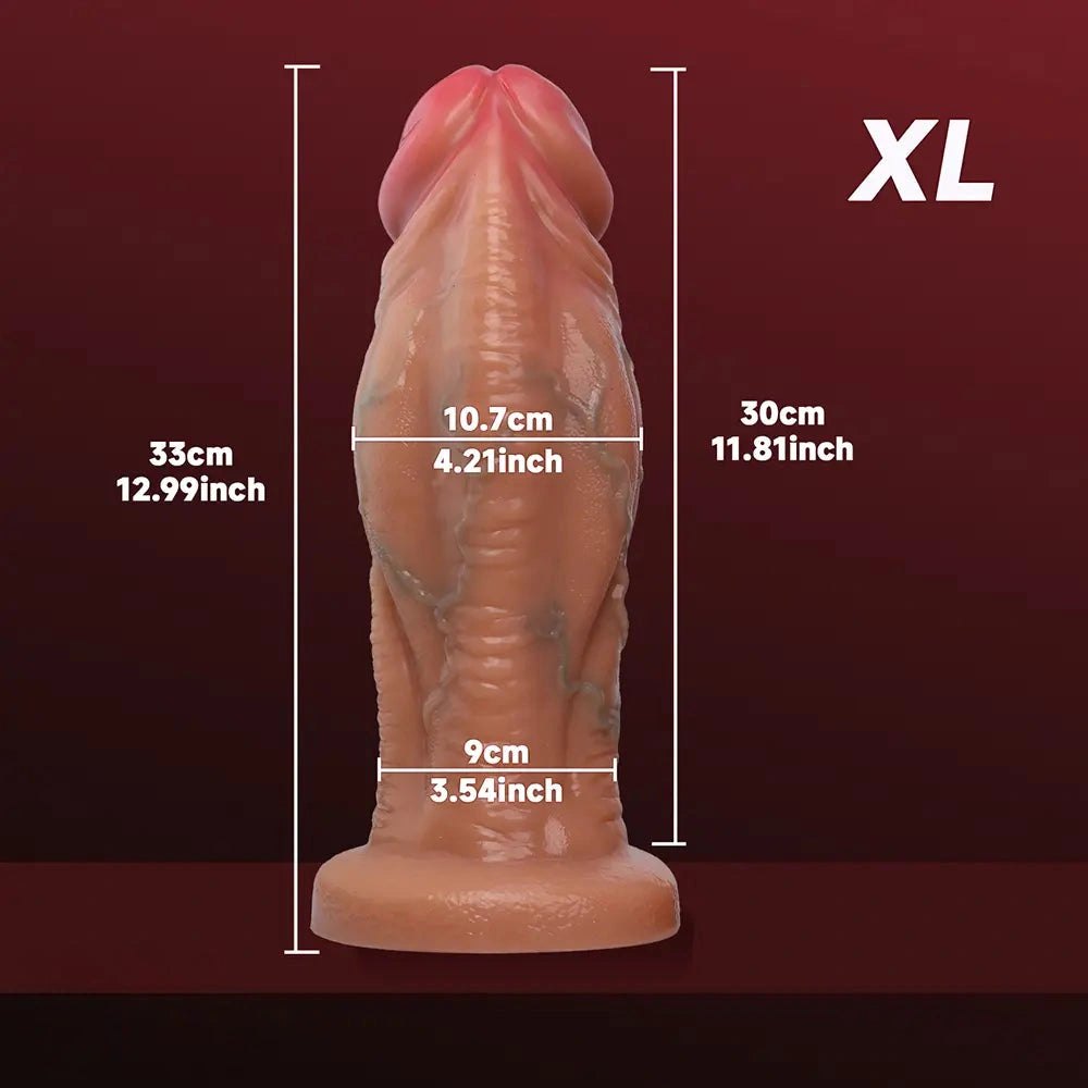 Flesh thick veined silicone dildo with suction cup base