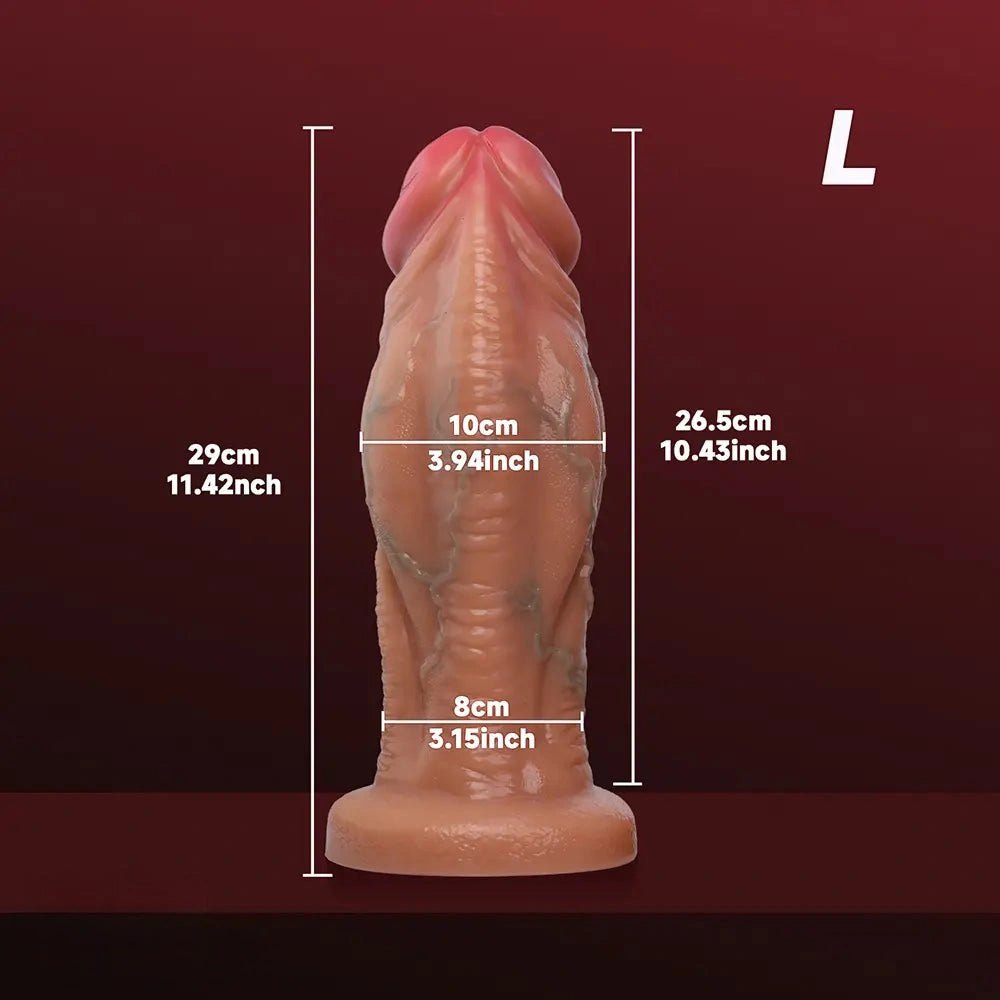 Flesh thick veined silicone dildo with suction cup base