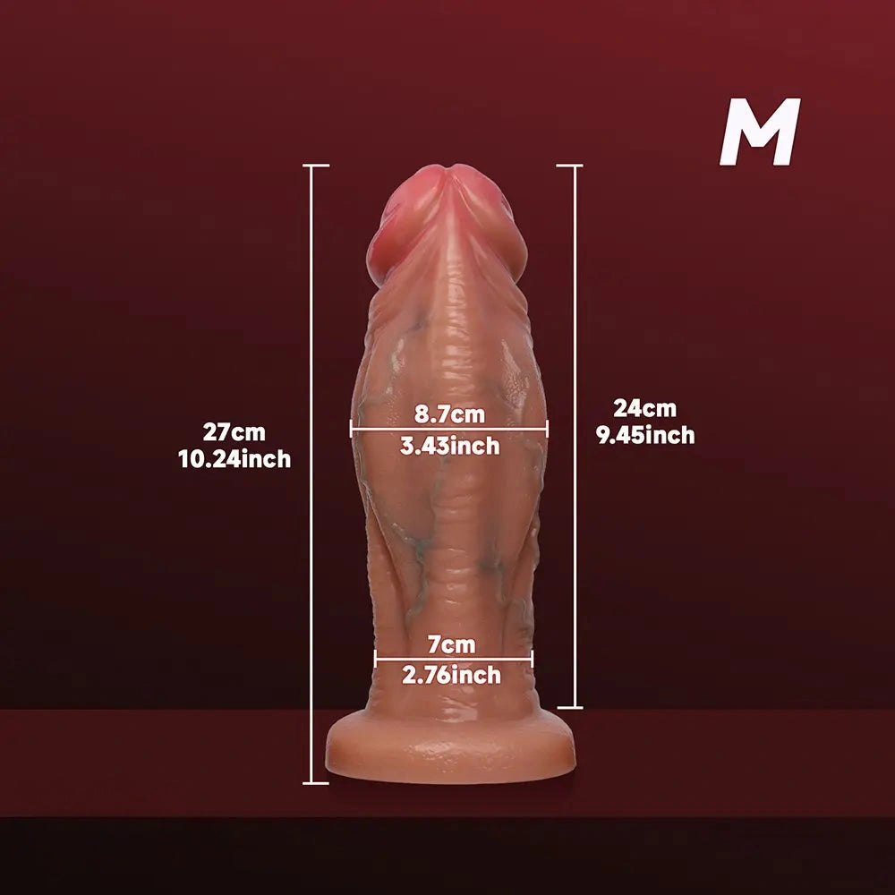 Flesh thick veined silicone dildo with suction cup base