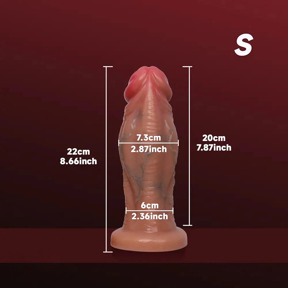 Flesh thick veined silicone dildo with suction cup base
