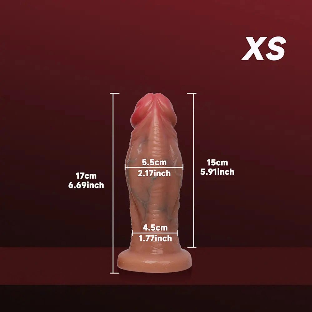 Flesh thick veined silicone dildo with suction cup base