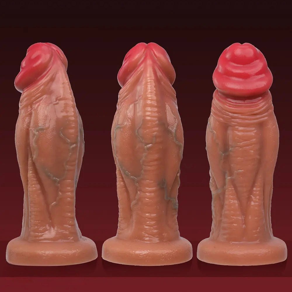 Thick veined silicone dildo with suction cup base, photo 1