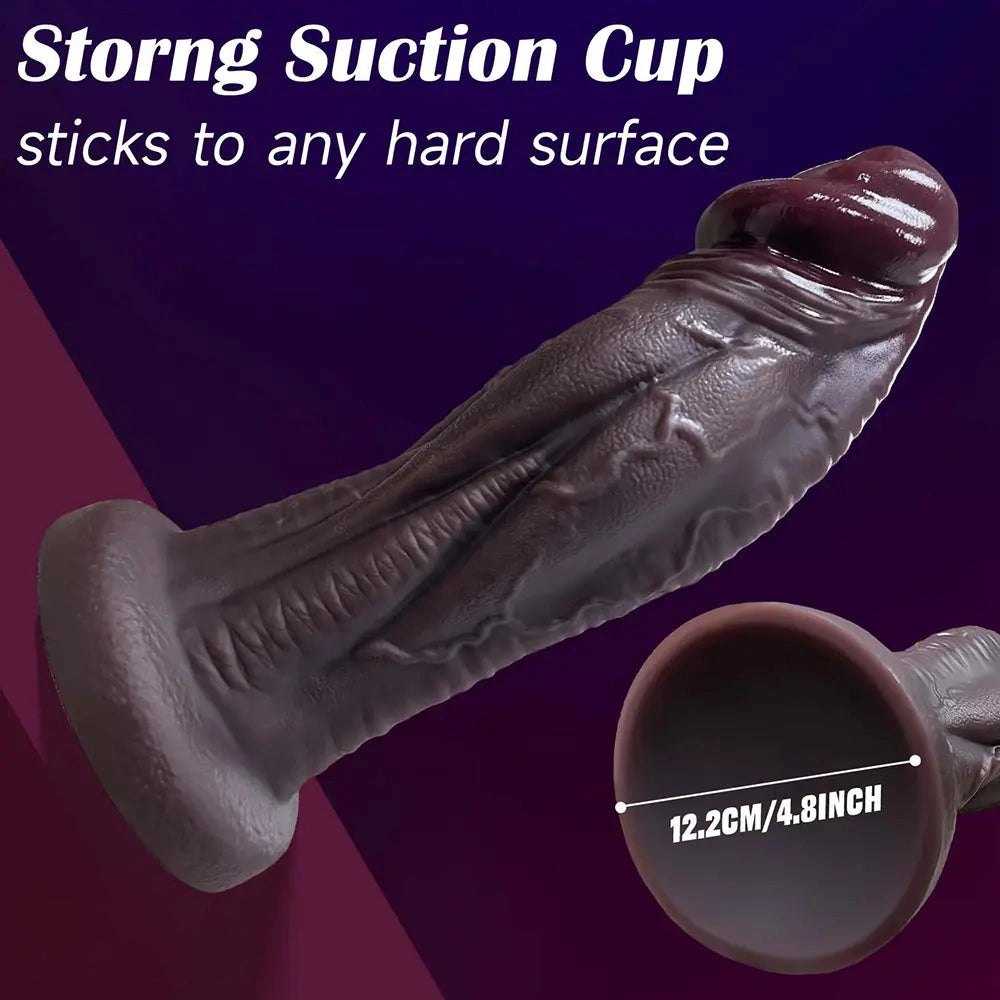 Thick veined silicone dildo with suction cup base, photo 10