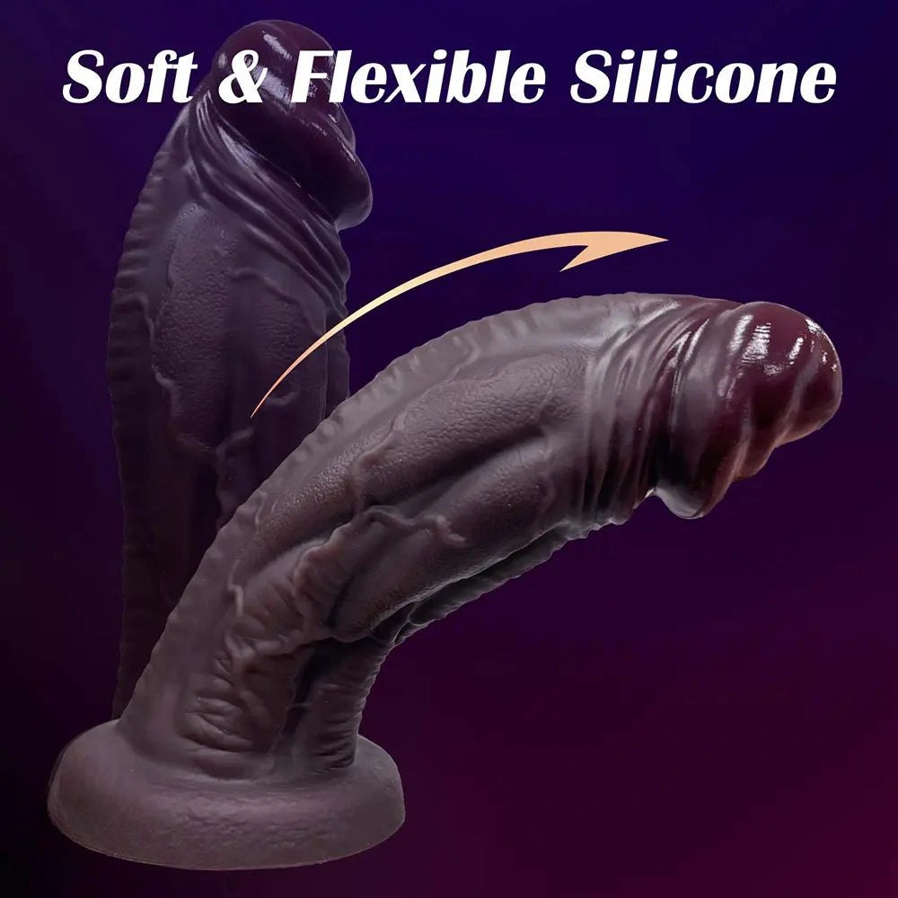 Thick veined silicone dildo with suction cup base, photo 12