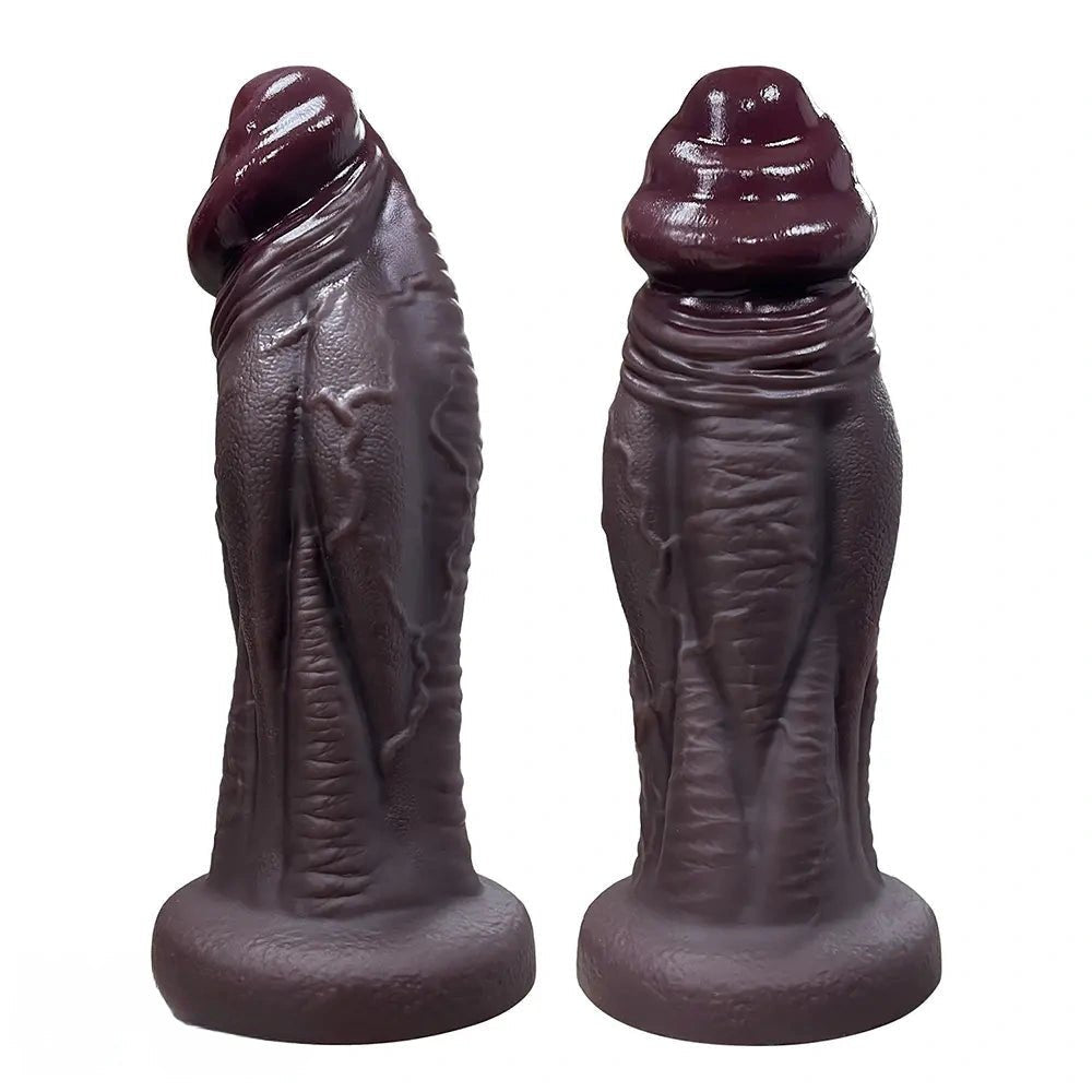 Thick veined silicone dildo with suction cup base, photo 3