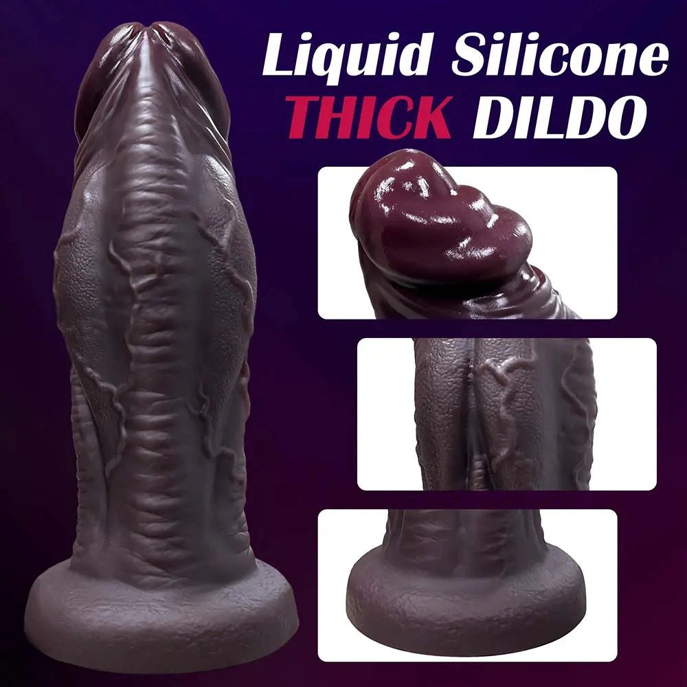 Thick veined silicone dildo with suction cup base, photo 9