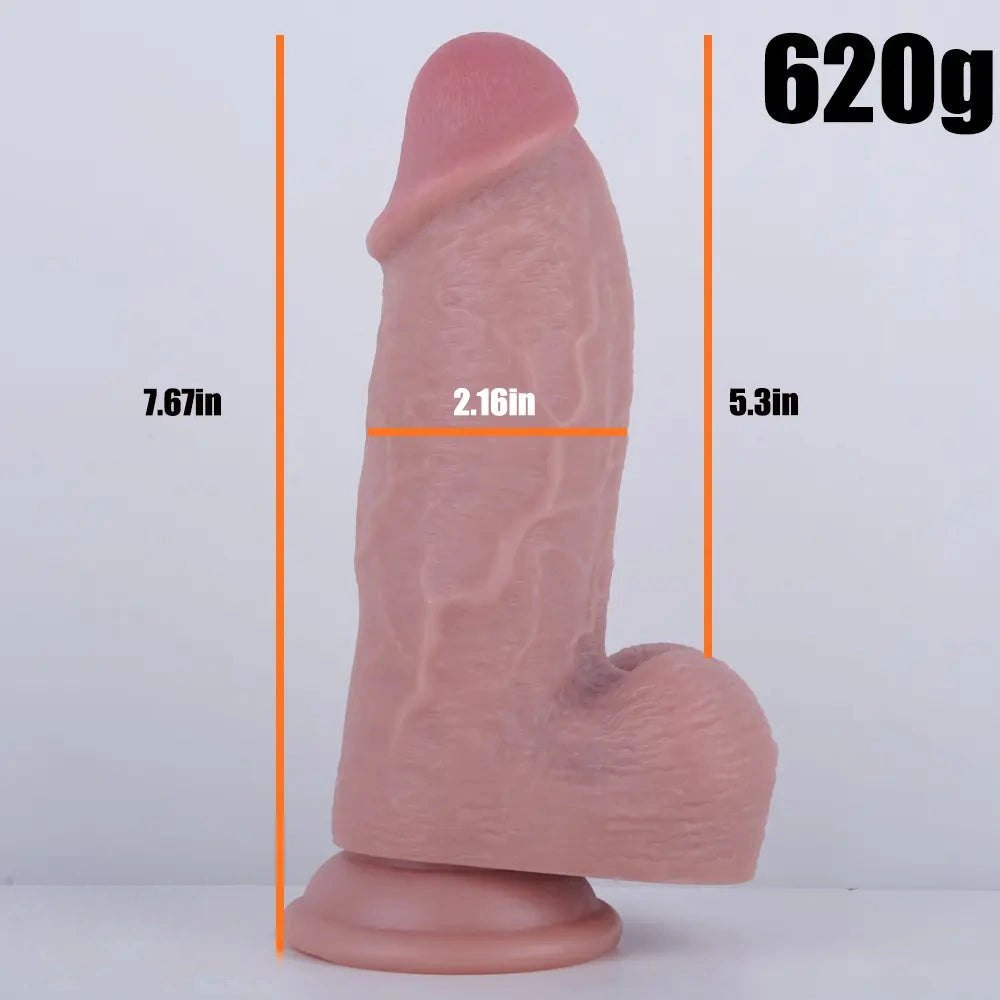 Flesh veiny textured realistic dildo with flat base