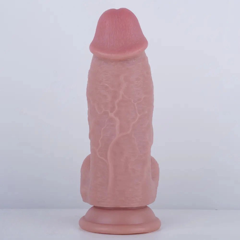 Veiny textured realistic dildo with flat base, photo 14