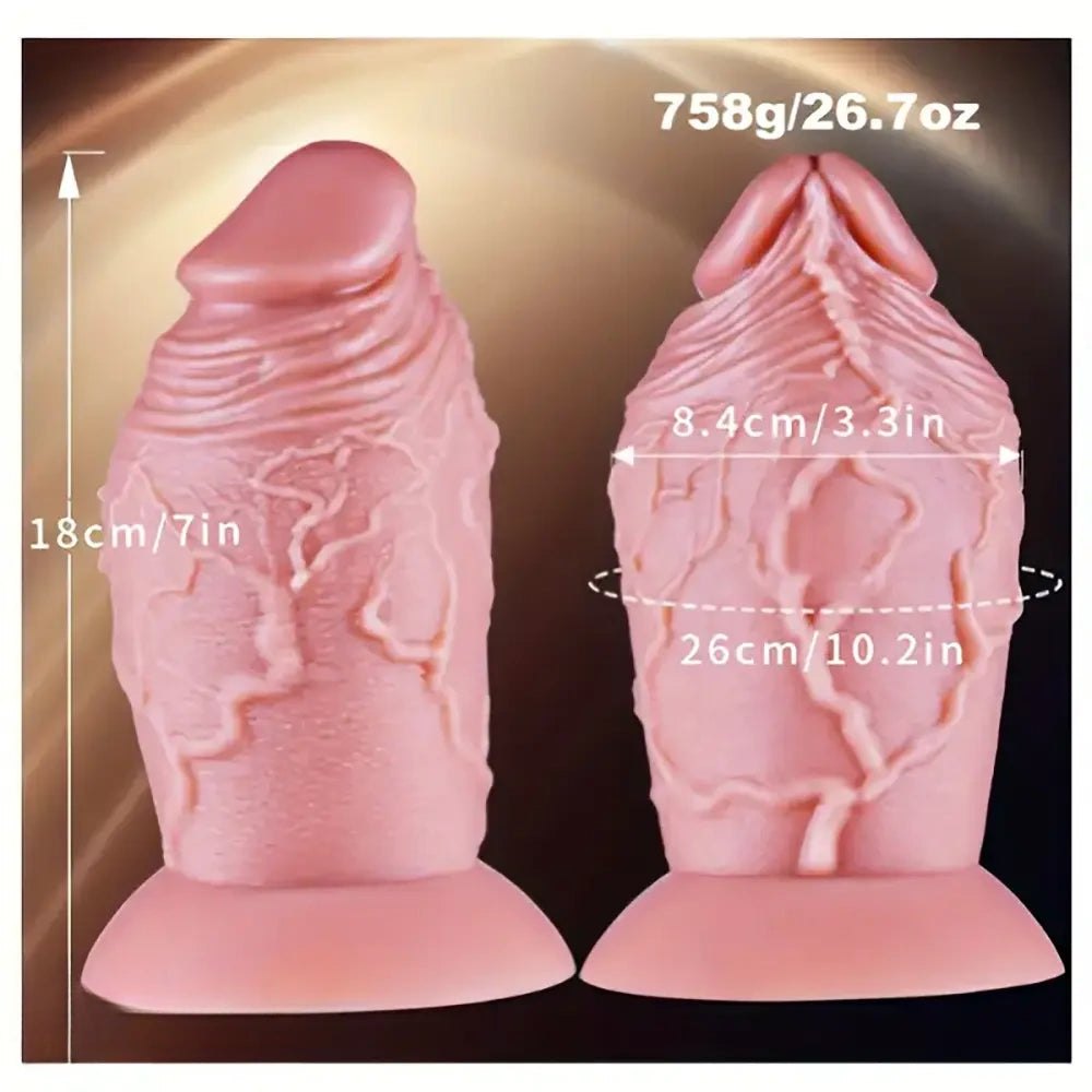 Flesh pink veiny silicone suction cup dildo, photo 2