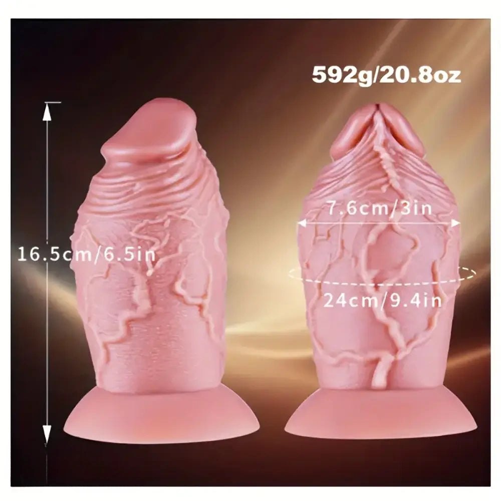 Flesh pink veiny silicone suction cup dildo, photo 3