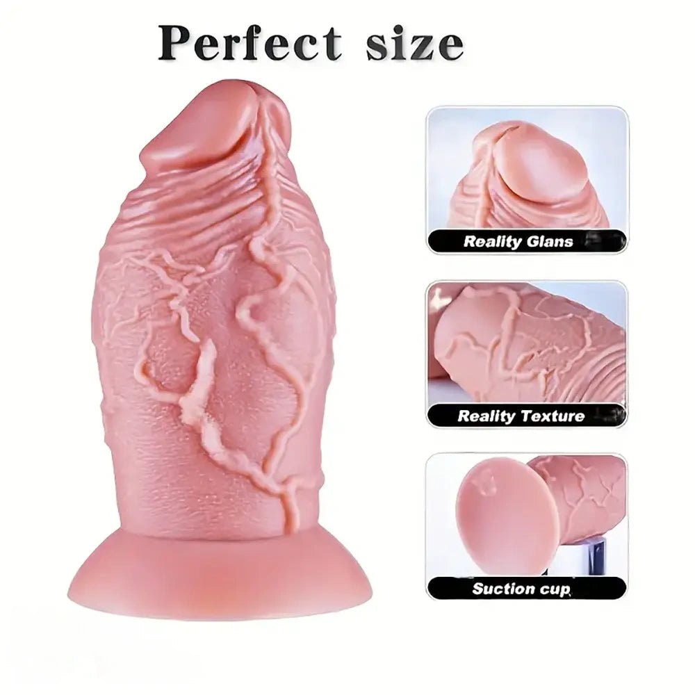 Flesh pink veiny silicone suction cup dildo, photo 6