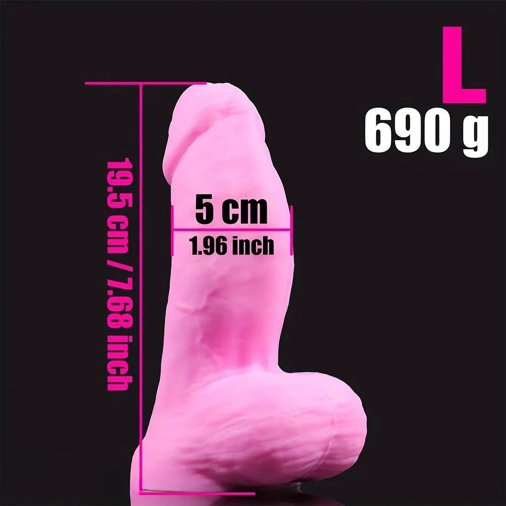 Pink thickened uncut silicone dildo in three sizes
