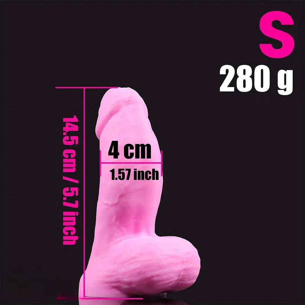 Pink thickened uncut silicone dildo in three sizes