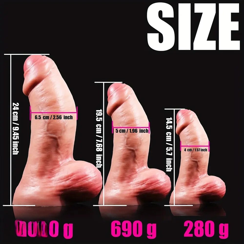 Thickened uncut silicone dildo in three sizes, photo 6