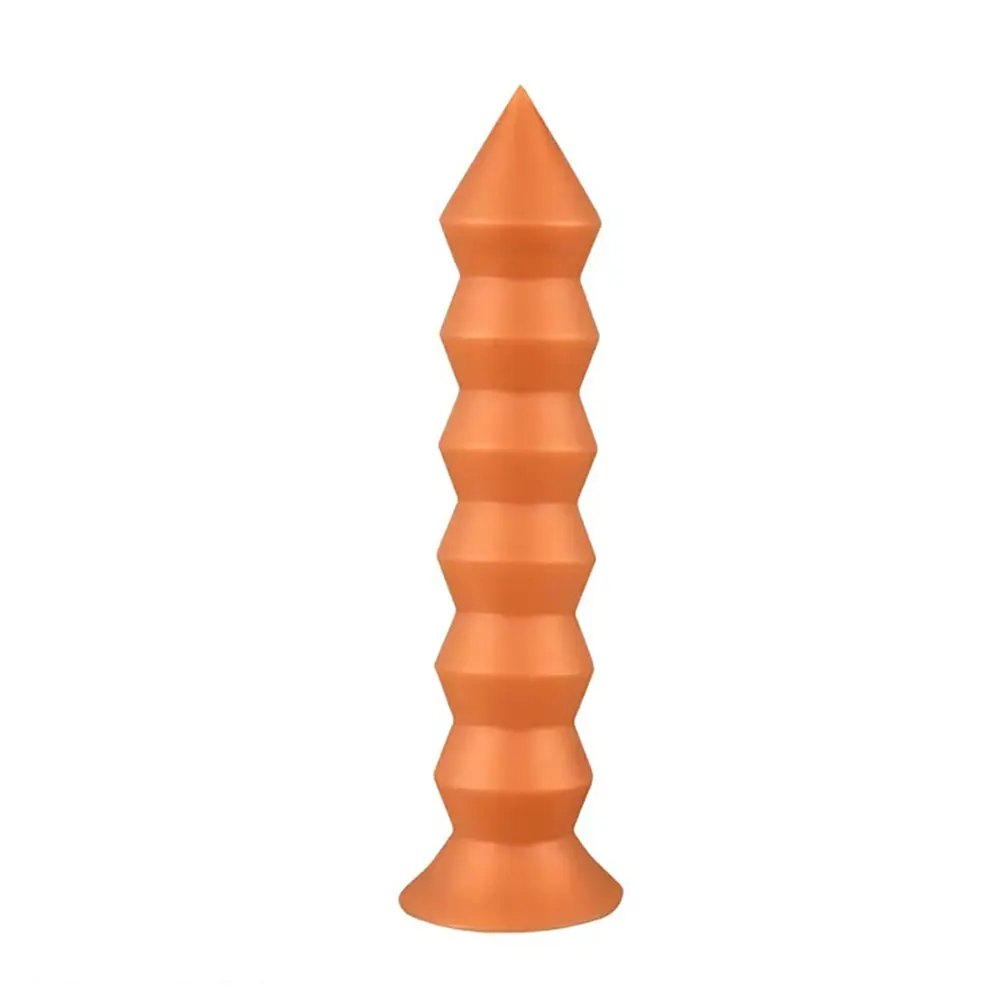 Gold thread spire ribbed silicone anal plug