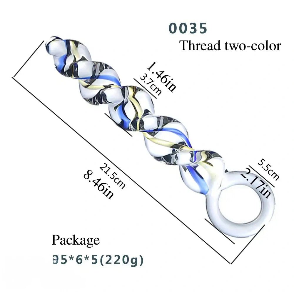 #3 multicolor threaded glass wand