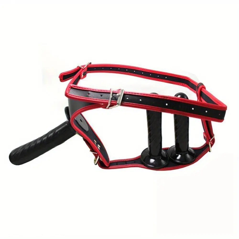 Black strap-on harness set with three dildos