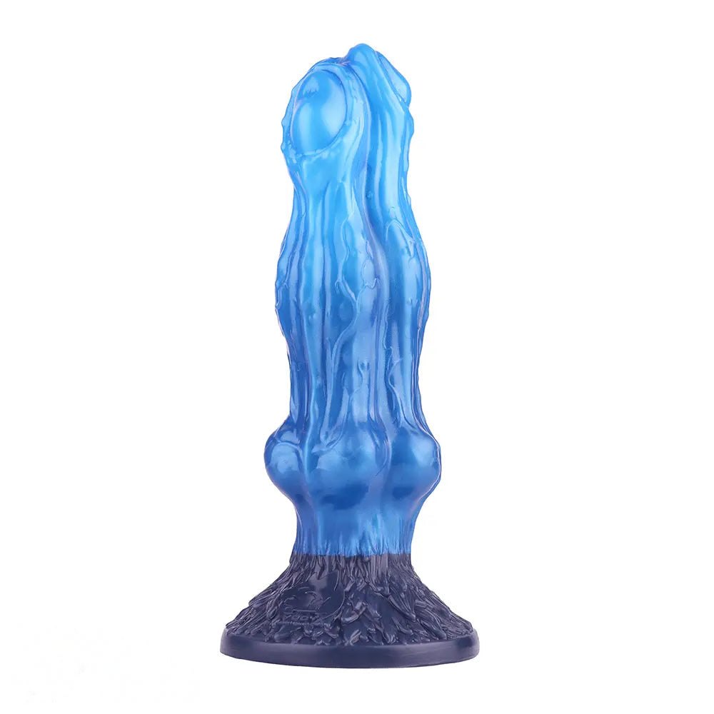 Blue silicone three-headed wolf knot dildo, photo 1
