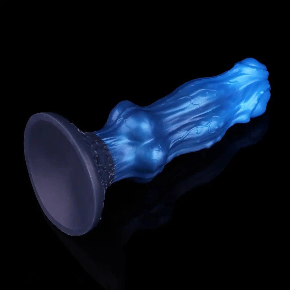 Blue silicone three-headed wolf knot dildo, photo 11