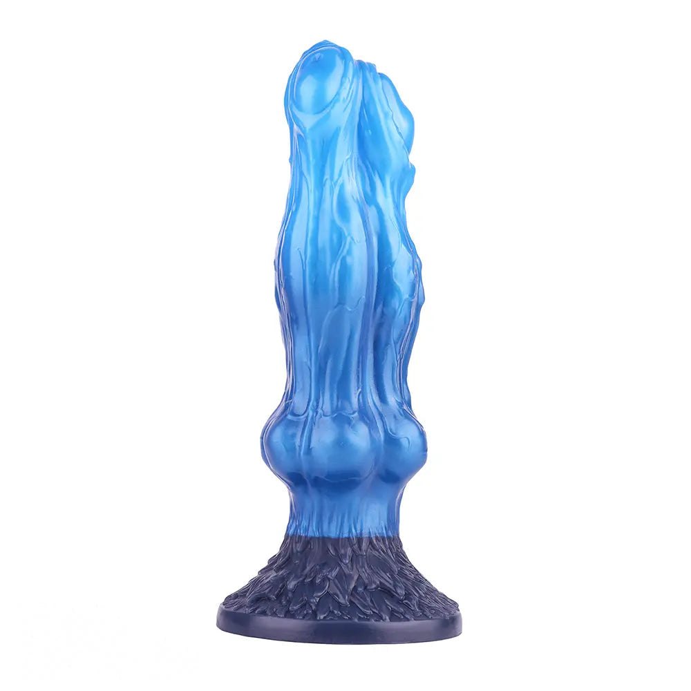 Blue silicone three-headed wolf knot dildo, photo 15