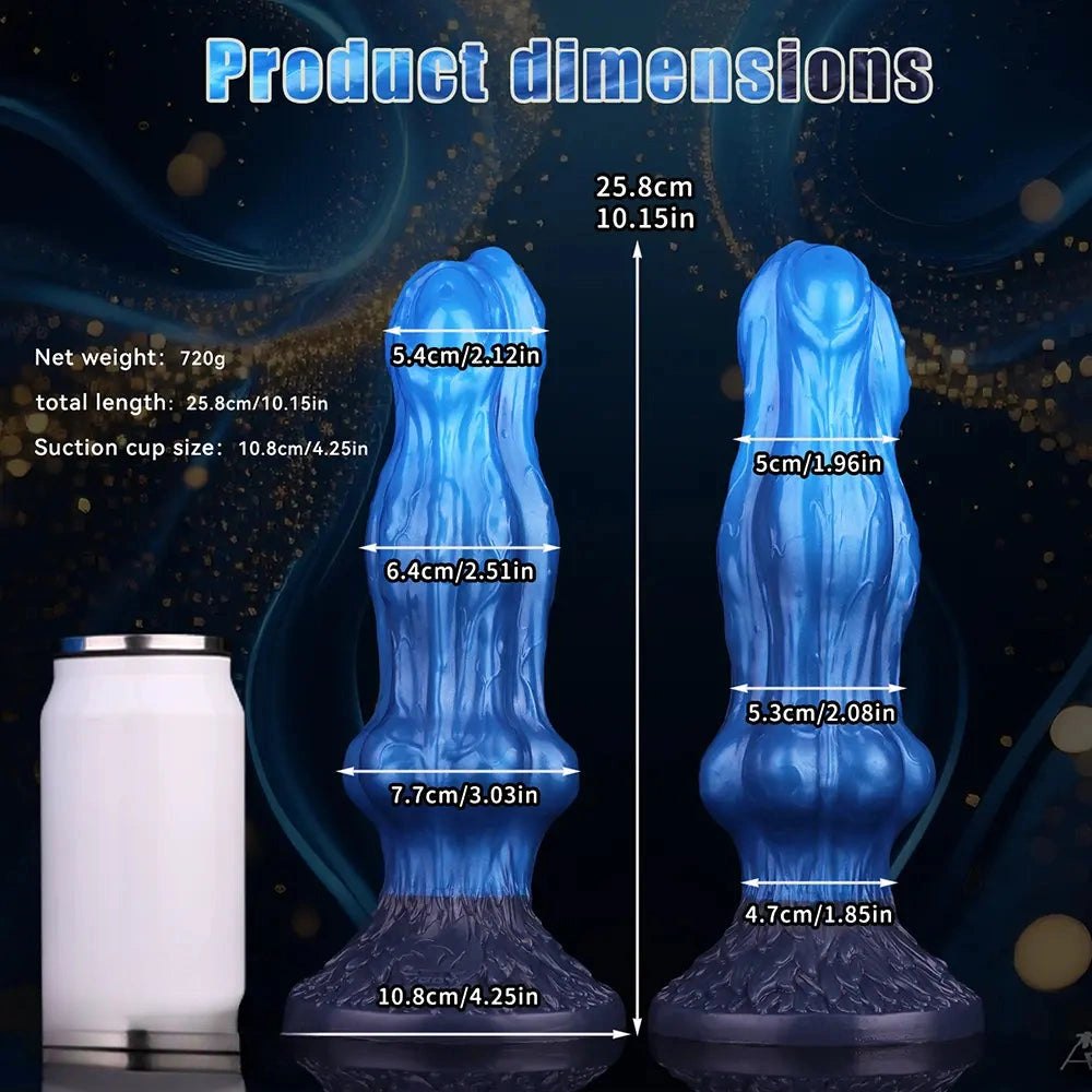 Blue silicone three-headed wolf knot dildo, photo 4